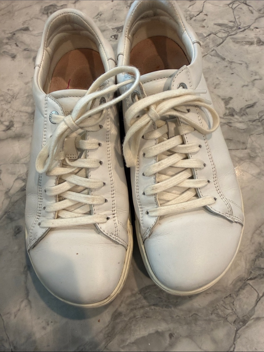 Birkenstock White Low-Top Leather Sneakers 9